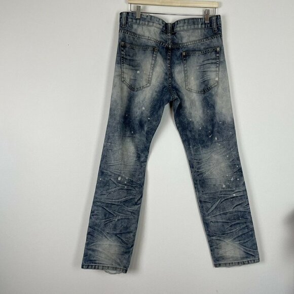Premium Label NY Luxury Goods Acid Washed distressed Jeans mens 34x32 - Picture 5 of 11